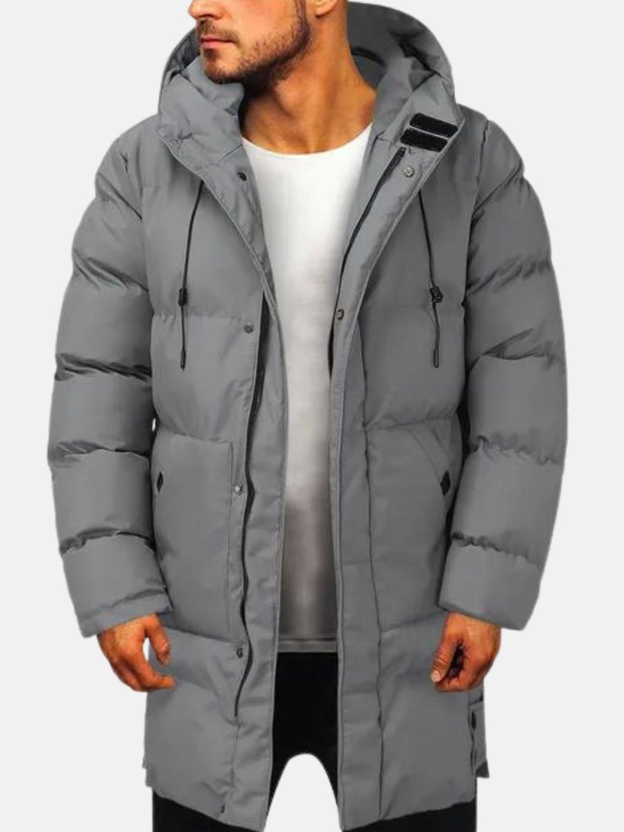 Pufferjacke – warm – mit Kapuze – Winterparka – Winterjacke für Männer-Grau-L-Chaps Herrenmode