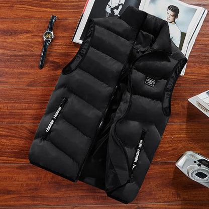 Pufferweste - Ärmellos - Zip-Up - Steppweste - Winterwesten-Schwarz-2XS-Chaps Herrenmode