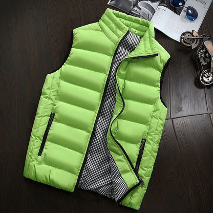 Pufferweste - Herren Zip-Up Winter Bodywarmer Winter Gilet-Grün Gelb-s-Chaps Herrenmode