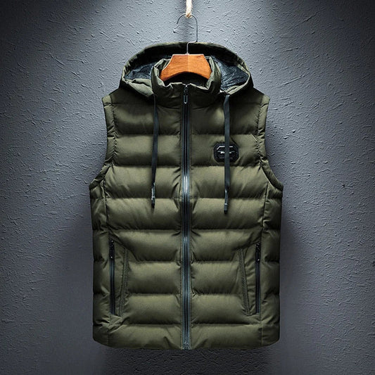 Pufferweste | Kapuzenweste | Weste | Winterweste | Herrenweste-Armeegrün-S-Chaps Herrenmode
