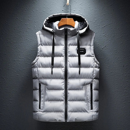 Pufferweste | Kapuzenweste | Weste | Winterweste | Herrenweste-Grau-S-Chaps Herrenmode