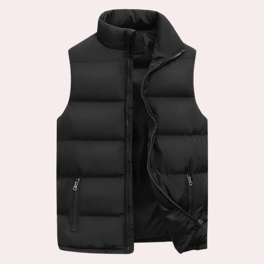 Pufferweste - ärmellos - Zip-Up - Körperwärmer - Herrenweste-Schwarz-S-Chaps Herrenmode