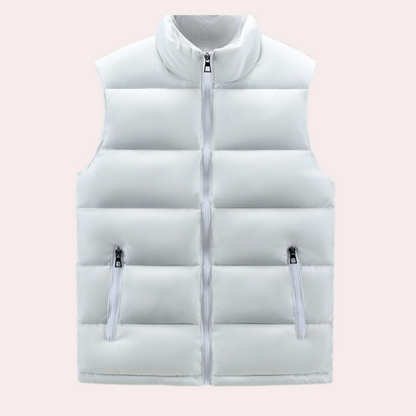 Pufferweste - ärmellos - Zip-Up - Körperwärmer - Herrenweste-Weiß-S-Chaps Herrenmode