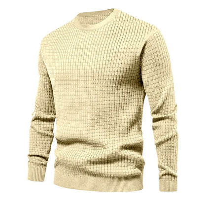 Pullover - Herren Langarm Rundhalsausschnitt Pullover Hemd-Beige-M-Chaps Herrenmode