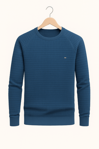 Pullover - Herren Rundhals Langarm Pullover Sweatshirt-Blau-S-Chaps Herrenmode