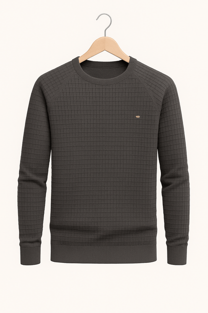 Pullover - Herren Rundhals Langarm Pullover Sweatshirt-Dunkelgrau-S-Chaps Herrenmode