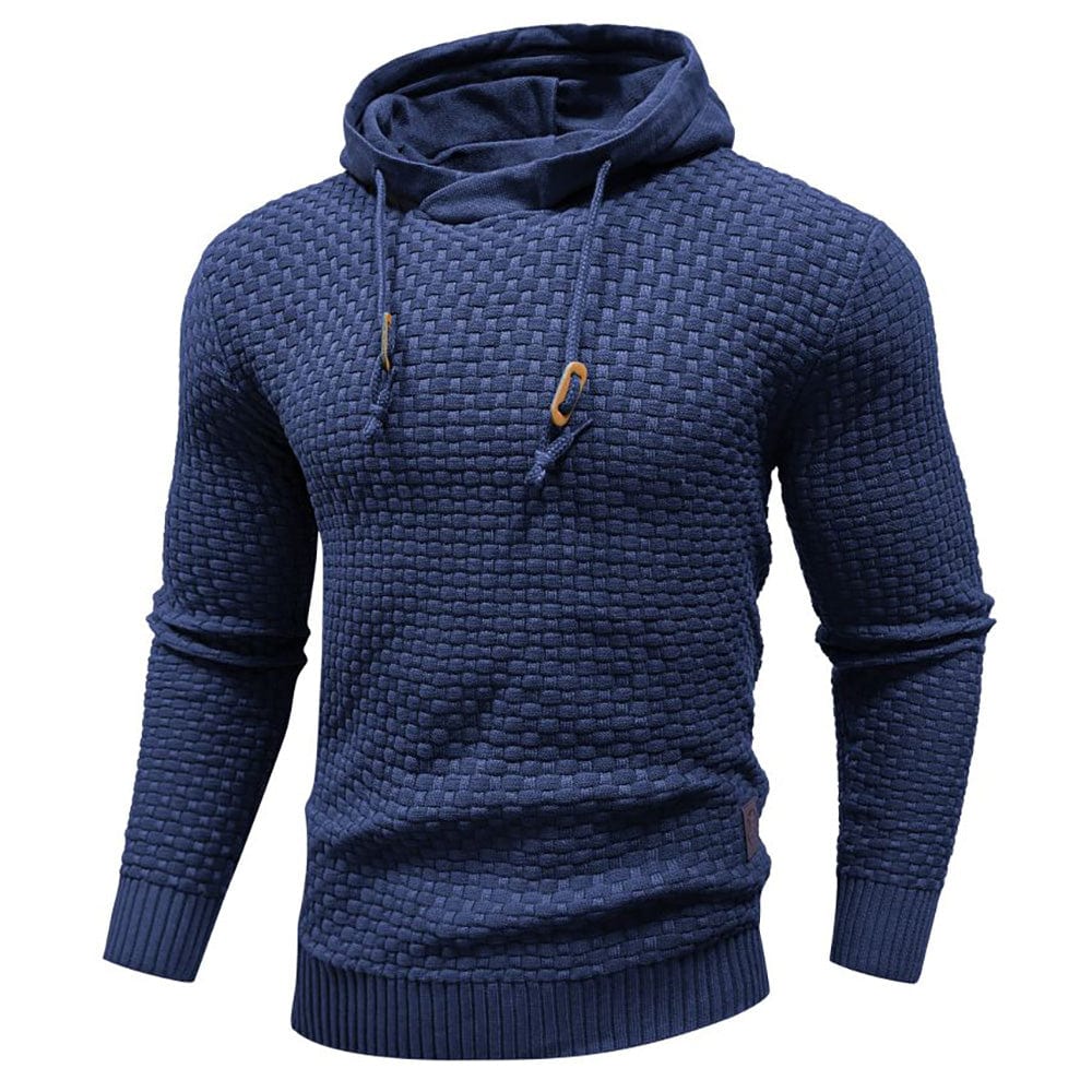Pullover Hoodie - Kordelzug - Slim Fit - Kapuzenpulli - Hoodie für Männer-Blau-M-Chaps Herrenmode
