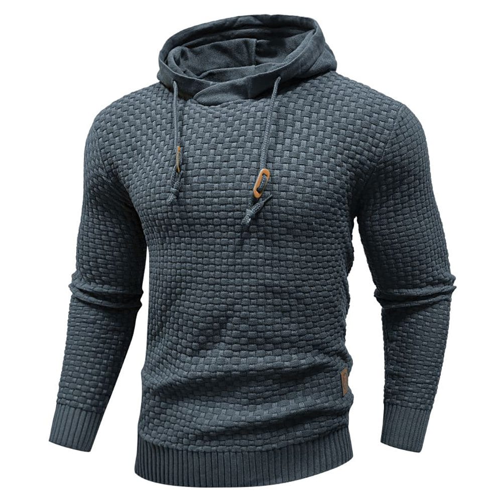 Pullover Hoodie - Kordelzug - Slim Fit - Kapuzenpulli - Hoodie für Männer-Blau-grau-M-Chaps Herrenmode