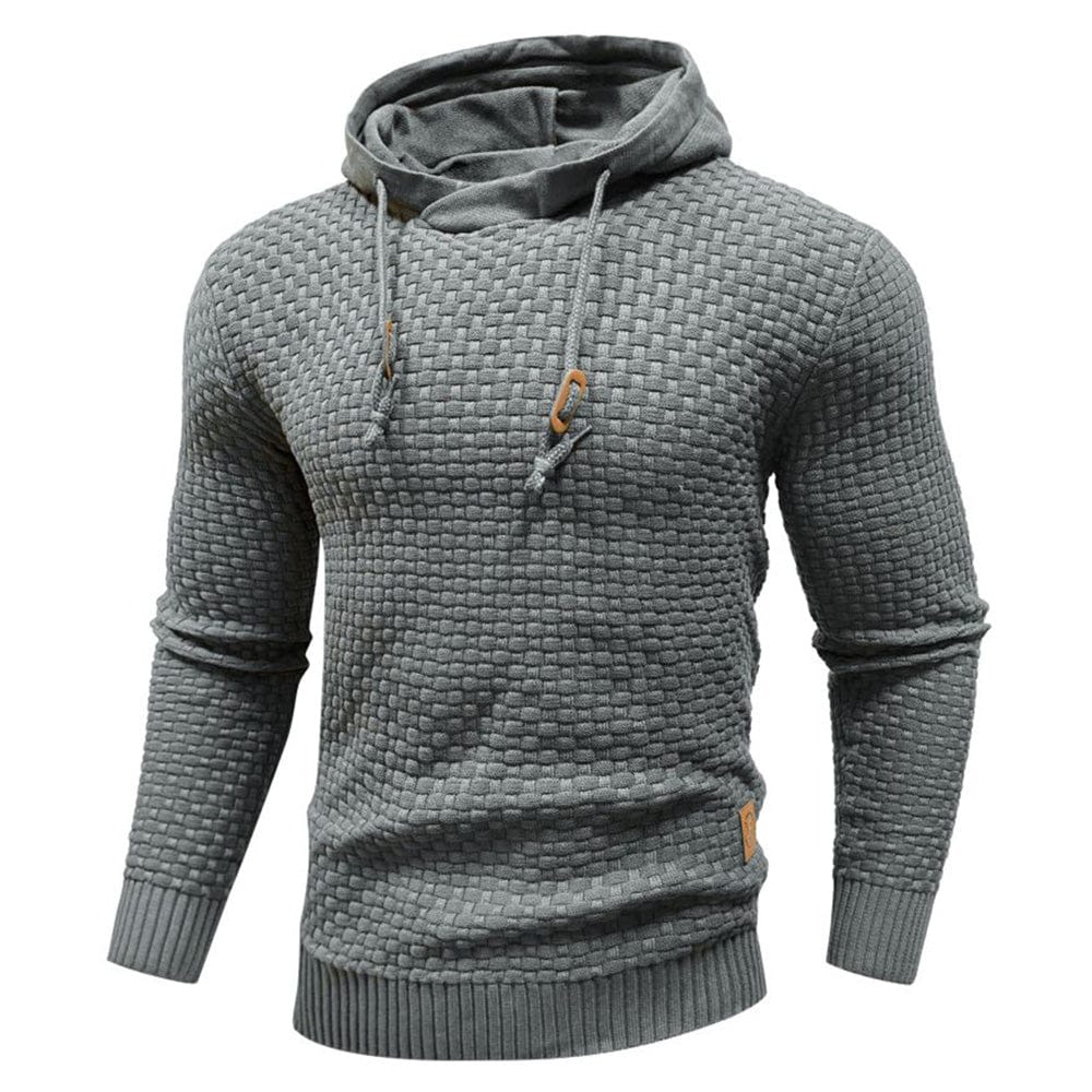 Pullover Hoodie - Kordelzug - Slim Fit - Kapuzenpulli - Hoodie für Männer-Grau-M-Chaps Herrenmode