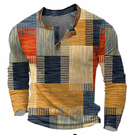 Pullover | Langarm | Halber Knopf | Pullover | Herrenhemd-Orange-S-Chaps Herrenmode