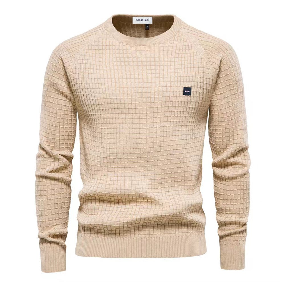 Pullover | Langarm | Rundhalsausschnitt | Strickpullover | Herrenbekleidung-Beige-S-Chaps Herrenmode