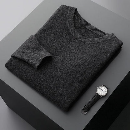 Pullover – Langärmliger Herren-Strickpullover aus Merinowolle-Dunkelgrau-M-Chaps Herrenmode