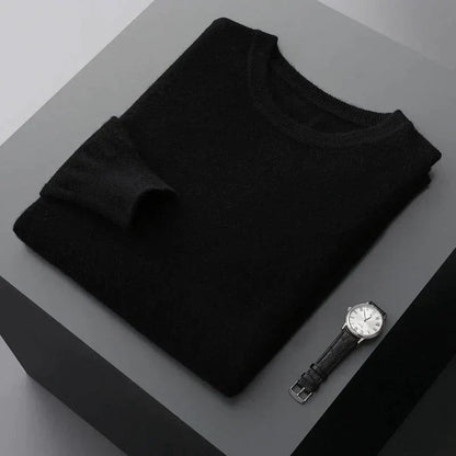 Pullover – Langärmliger Herren-Strickpullover aus Merinowolle-Schwarz-M-Chaps Herrenmode