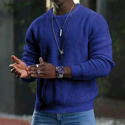 Pullover | Rundhalsausschnitt | Langarm | Pullover | Herrenbekleidung-Blau-M-Chaps Herrenmode