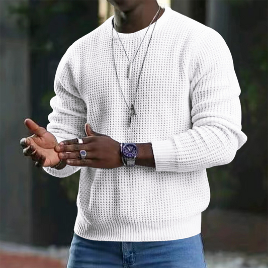 Pullover | Rundhalsausschnitt | Langarm | Pullover | Herrenbekleidung-Weiß-M-Chaps Herrenmode