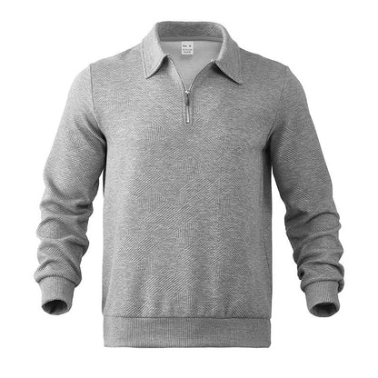 Pullover mit Viertelreißverschluss | Langarm | Pullover | Polopullover | Herrenpullover mit halbem Reißverschluss-Grau-S-Chaps Herrenmode