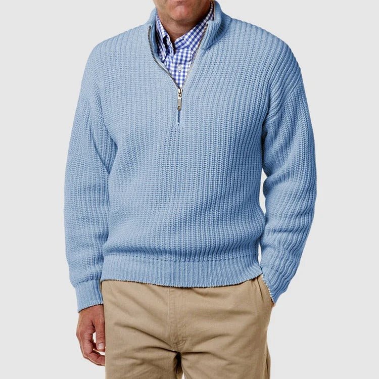 Pullover mit Viertelreißverschluss | Lässig | Langarm | Strickpullover | Herren-Pullover mit halbem Reißverschluss-Chaps Herrenmode