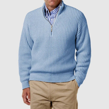 Pullover mit Viertelreißverschluss | Lässig | Langarm | Strickpullover | Herren-Pullover mit halbem Reißverschluss-Chaps Herrenmode