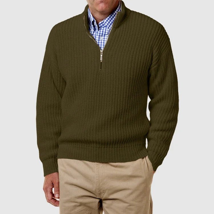 Pullover mit Viertelreißverschluss | Lässig | Langarm | Strickpullover | Herren-Pullover mit halbem Reißverschluss-Chaps Herrenmode