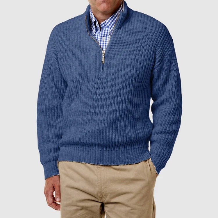 Pullover mit Viertelreißverschluss | Lässig | Langarm | Strickpullover | Herren-Pullover mit halbem Reißverschluss-Chaps Herrenmode