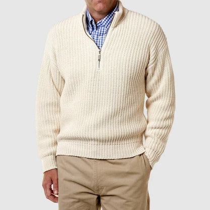 Pullover mit Viertelreißverschluss | Lässig | Langarm | Strickpullover | Herren-Pullover mit halbem Reißverschluss-Chaps Herrenmode