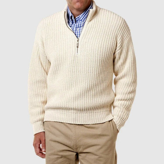 Pullover mit Viertelreißverschluss | Lässig | Langarm | Strickpullover | Herren-Pullover mit halbem Reißverschluss-Chaps Herrenmode