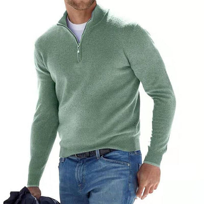 Pullover mit halbem Reißverschluss | Casual | Long Sleeve | Pullover Half Zip | Herrenbekleidung-Grün-S-Chaps Herrenmode