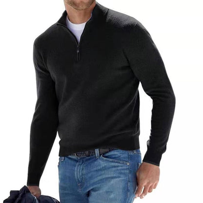 Pullover mit halbem Reißverschluss | Casual | Long Sleeve | Pullover Half Zip | Herrenbekleidung-Schwarz-S-Chaps Herrenmode