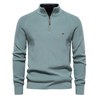 Pullover mit halbem Reißverschluss | Hoher Kragen | Winter | Strickpullover | Herren-Strickpullover-Minzblau-XL-Chaps Herrenmode