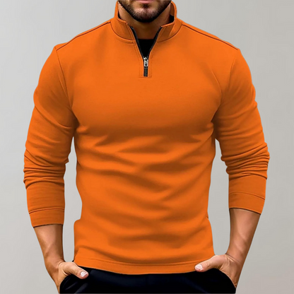 Pullover mit halbem Reißverschluss | Langarmshirt | Pullover | Sweatshirt | Herrenbekleidung-Orange-S-Chaps Herrenmode