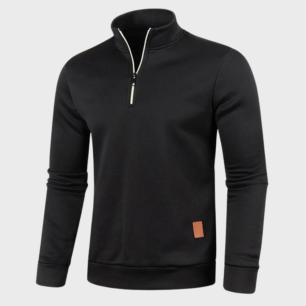 Pullover mit halbem Reißverschluss – Lässig – Langarm – Sweatshirt mit halbem Reißverschluss – Herren-Pullover mit Viertelreißverschluss-Chaps Herrenmode