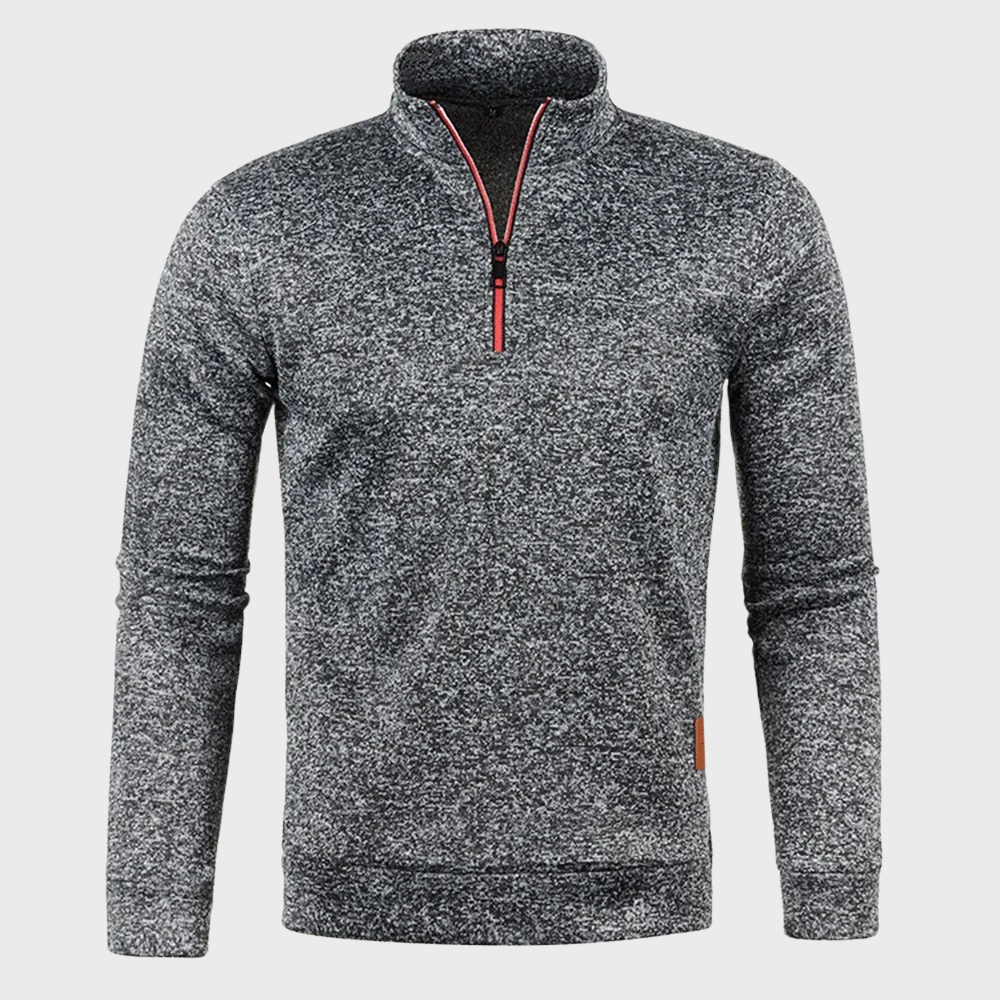 Pullover mit halbem Reißverschluss – Lässig – Langarm – Sweatshirt mit halbem Reißverschluss – Herren-Pullover mit Viertelreißverschluss-Dunkelgrau-M-Chaps Herrenmode