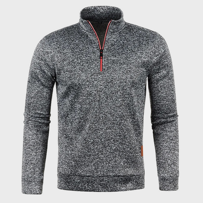 Pullover mit halbem Reißverschluss – Lässig – Langarm – Sweatshirt mit halbem Reißverschluss – Herren-Pullover mit Viertelreißverschluss-Dunkelgrau-M-Chaps Herrenmode