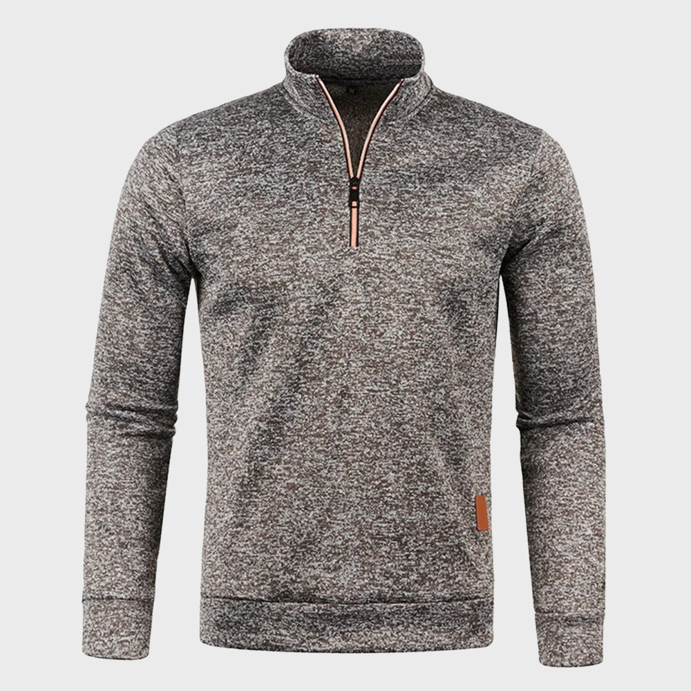 Pullover mit halbem Reißverschluss – Lässig – Langarm – Sweatshirt mit halbem Reißverschluss – Herren-Pullover mit Viertelreißverschluss-Kaffee-M-Chaps Herrenmode