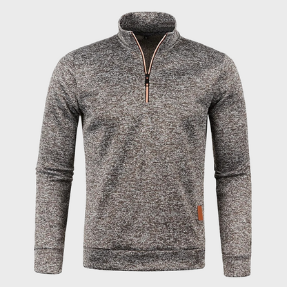 Pullover mit halbem Reißverschluss – Lässig – Langarm – Sweatshirt mit halbem Reißverschluss – Herren-Pullover mit Viertelreißverschluss-Kaffee-M-Chaps Herrenmode