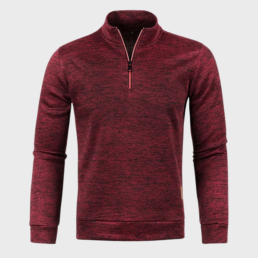 Pullover mit halbem Reißverschluss – Lässig – Langarm – Sweatshirt mit halbem Reißverschluss – Herren-Pullover mit Viertelreißverschluss-Rot-M-Chaps Herrenmode