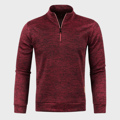 Pullover mit halbem Reißverschluss – Lässig – Langarm – Sweatshirt mit halbem Reißverschluss – Herren-Pullover mit Viertelreißverschluss-Rot-M-Chaps Herrenmode