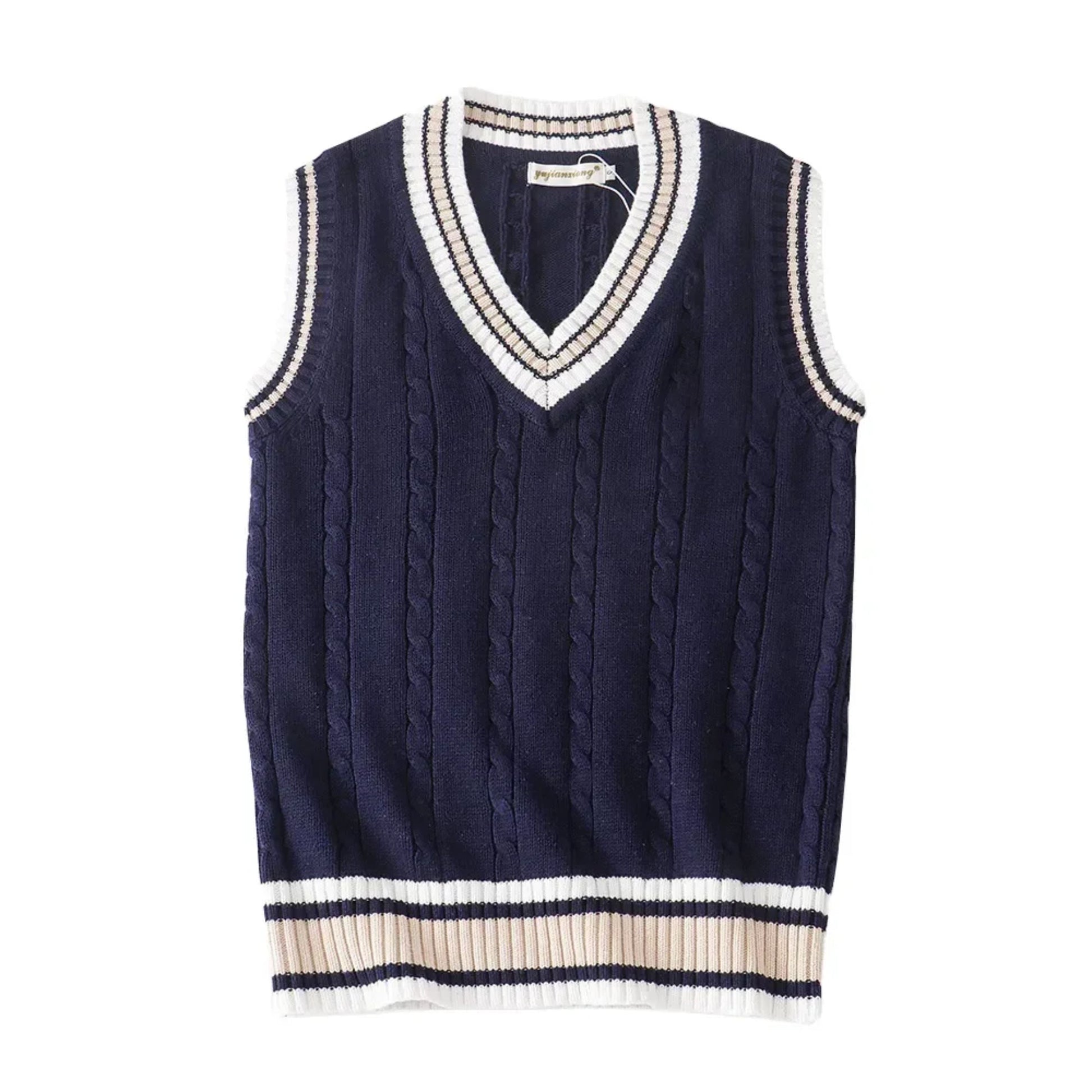 Pulloverweste - Herren ärmellose V-Ausschnitt Pullover Strickweste-Blau-S-Chaps Herrenmode