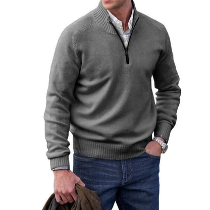 Quarter Zip Jumper | Warm | Mit Reißverschluss | Teddy-Hoodie | Fleecejacke für Männer-Grau-S-Chaps Herrenmode