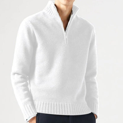 Quarter Zip Jumper | Warm | Mit Reißverschluss | Teddy-Hoodie | Fleecejacke für Männer-Weiß-S-Chaps Herrenmode