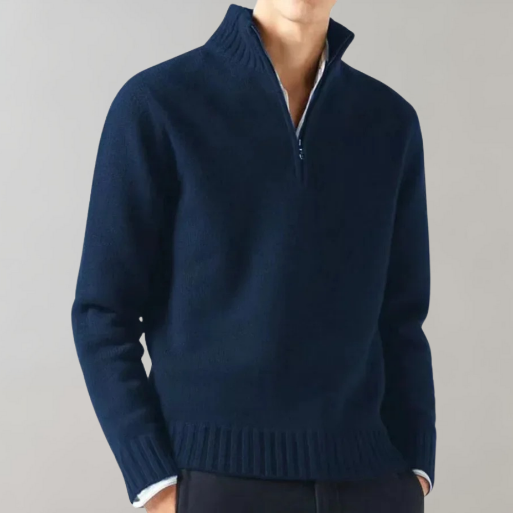 Quarter Zip Pullover - Herren Regular Fit Half Zip Strickpullover-Marineblau-M-Chaps Herrenmode