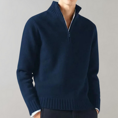 Quarter Zip Pullover - Herren Regular Fit Half Zip Strickpullover-Marineblau-M-Chaps Herrenmode