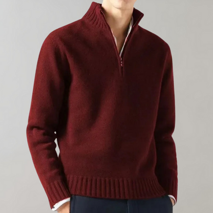 Quarter Zip Pullover - Herren Regular Fit Half Zip Strickpullover-Rot-M-Chaps Herrenmode