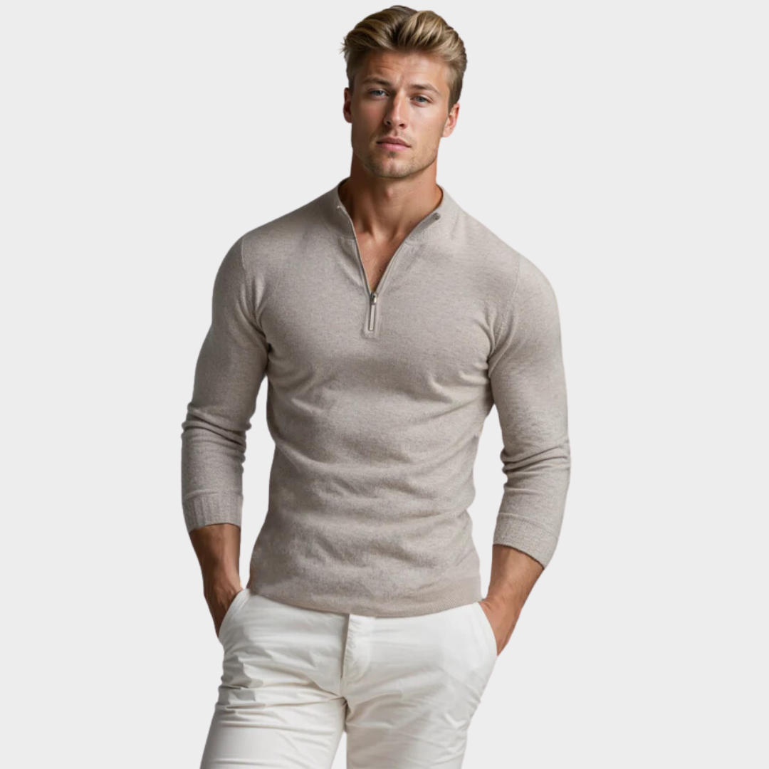 Quarter Zip Pullover - Langarm - Half Zip - Polo Pullover - Herren Quarter Zip Pullover-Chaps Herrenmode