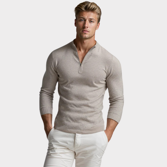 Quarter Zip Pullover - Langarm - Half Zip - Polo Pullover - Herren Quarter Zip Pullover-Chaps Herrenmode