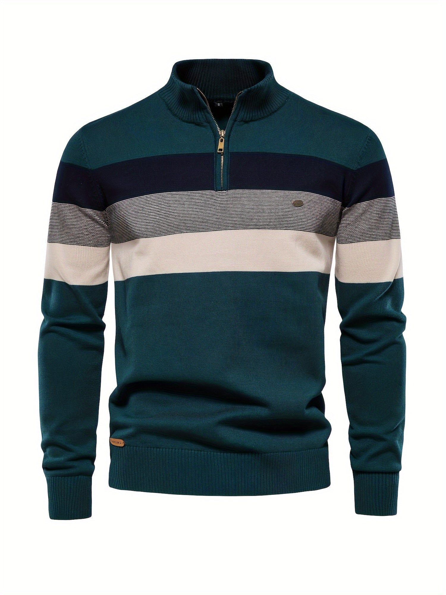 Quarter Zip Pullover - Pullover mit halbem Reißverschluss für Männer - Strickpullover-Dunkelgrün-S-Chaps Herrenmode