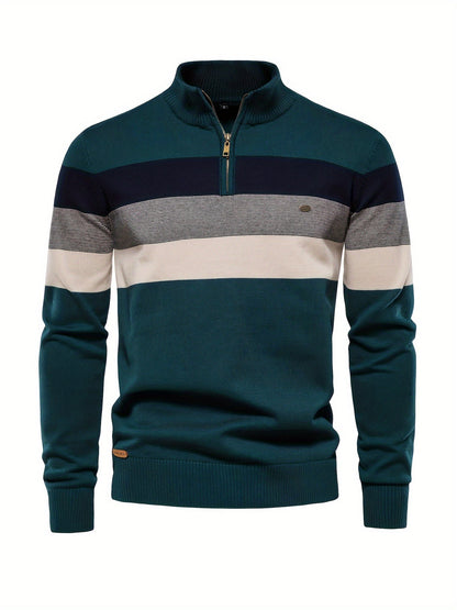 Quarter Zip Pullover - Pullover mit halbem Reißverschluss für Männer - Strickpullover-Dunkelgrün-S-Chaps Herrenmode