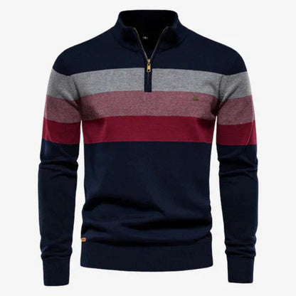 Quarter Zip Pullover - Stehkragen - Langarm - Strickpullover - Herrenpullover-Marineblau-S-Chaps Herrenmode
