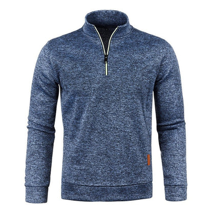 Quarter Zip Sweatshirt | Langarm | Hoher Kragen | Pullover mit halbem Reißverschluss | Quarter Zip Sweatshirts für Männer-Blau-S-Chaps Herrenmode