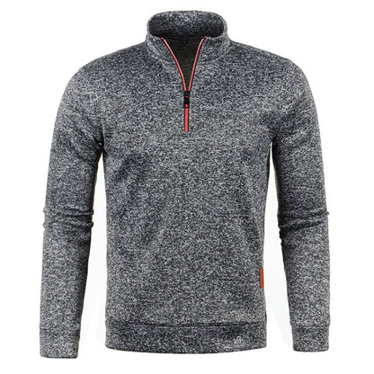 Quarter Zip Sweatshirt | Langarm | Hoher Kragen | Pullover mit halbem Reißverschluss | Quarter Zip Sweatshirts für Männer-Dunkelgrau-S-Chaps Herrenmode